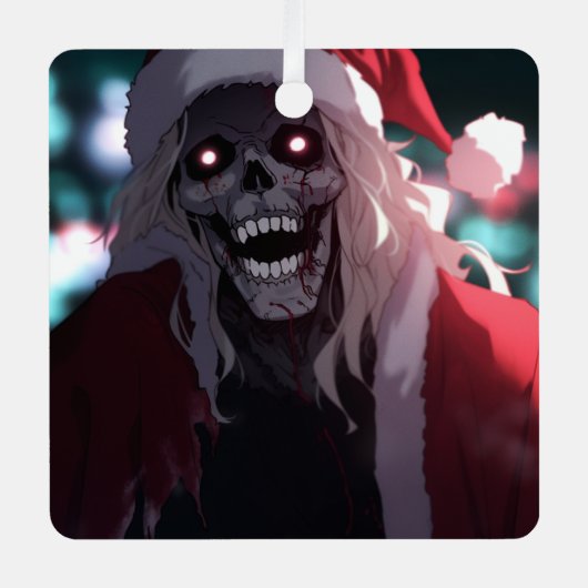 Cool Enge Enge Schedel Sinterklaas Xmas Metalen Ornament (Voorkant)