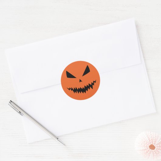 Cool enge Jack O'Lantern Halloween zwart oranje Ronde Sticker (Envelop)