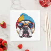 Cool Engels bulldog met een beanie Pet Servet (Insitu)