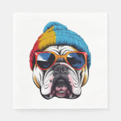 Cool Engels bulldog met een beanie Pet Servet (Voorkant)