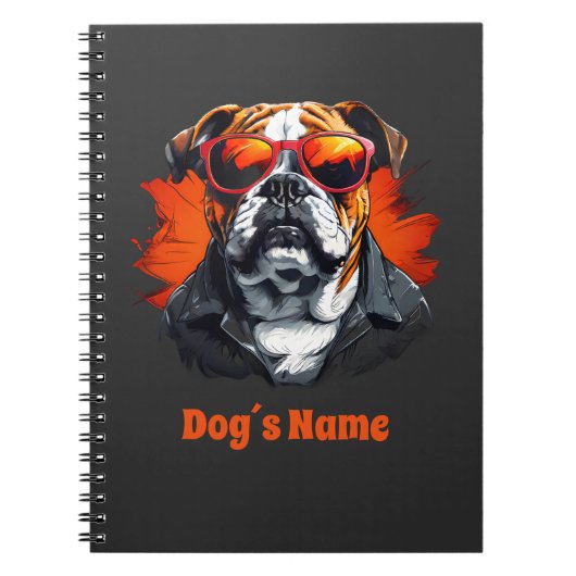 Cool Engels Bulldog met zonnebril Notitieboek (Voorkant)