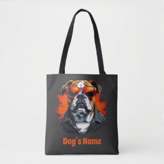 Cool Engels Bulldog met zonnebril Tote Bag
