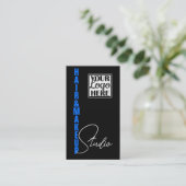 Cool Esthetician Modern Logo Fotosjabloon Blauw Visitekaartje (Staand voorkant)