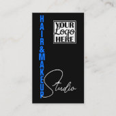 Cool Esthetician Modern Logo Fotosjabloon Blauw Visitekaartje (Voorkant)