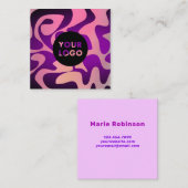Cool Esthetische Roze Paarse Groovy Art Square Log Vierkante Visitekaartje (Voorkant / Achterkant)
