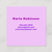 Cool Esthetische Roze Paarse Groovy Art Square Log Vierkante Visitekaartje (Achterkant)