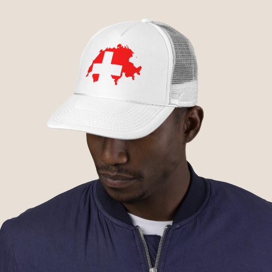 Cool European Switzerland Swiss Flag Hat Design Trucker Pet (In situ)