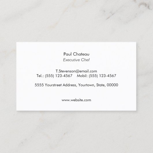 Cool Executive Chef Knife Logo Black Granite Visitekaartje (Achterkant)