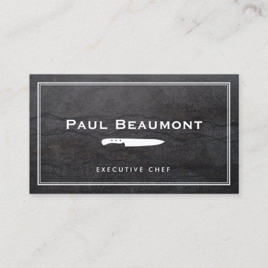 Cool Executive Chef Knife Logo Black Granite Visitekaartje (Voorkant)