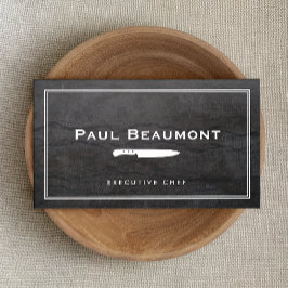 Cool Executive Chef Knife Logo Black Granite Visitekaartje