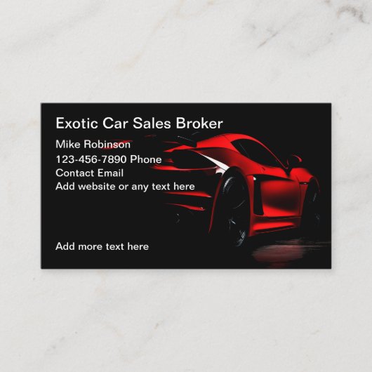 Cool Exotic Auto Verkoop Makelaar Visitekaartjes (Voorkant)