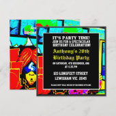 Cool Face Birthday Invitation Kaart (Voorkant / Achterkant)