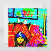 Cool Face Birthday Invitation Kaart (Achterkant)