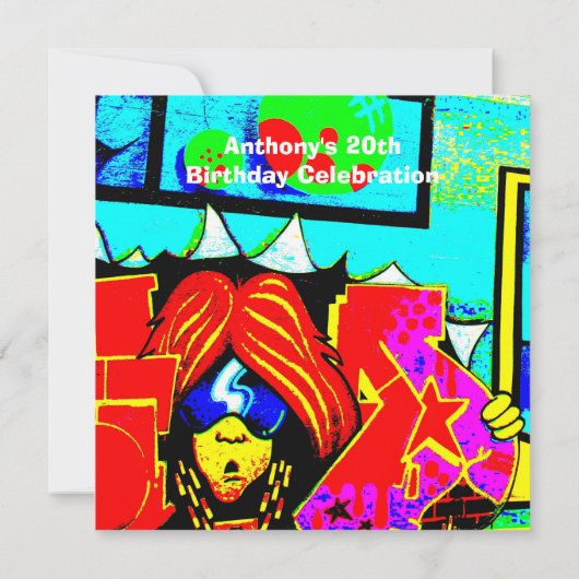 Cool Face Birthday Invitation Kaart (Achterkant)