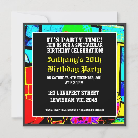 Cool Face Birthday Invitation Kaart (Voorkant)