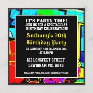 Cool Face Birthday Invitation Kaart