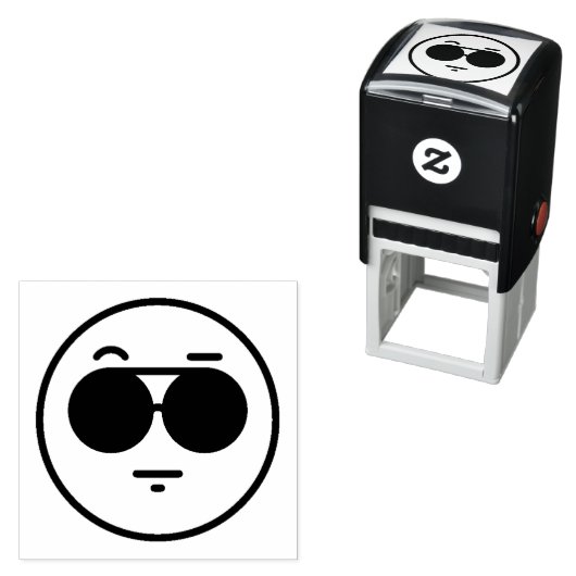 Cool Face Emoticon Zelfinkt Stempel (In situ)