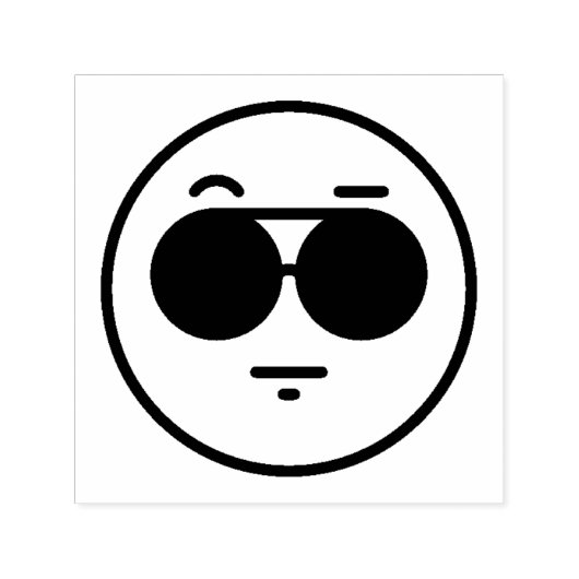 Cool Face Emoticon Zelfinkt Stempel (Design)