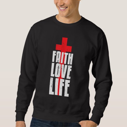 Cool Faith Love Life Religies Caring Red Cross Act Trui (Voorkant)