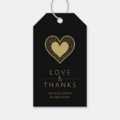 Cool Fake Gold Black Heart Lace Effect Love Thanks Cadeaulabel (Voorkant)