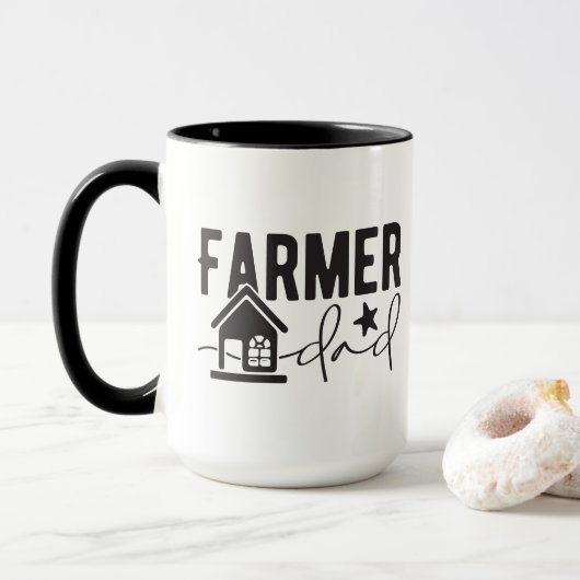 Cool Farmer Papa woord kunst toevoegen monogram Mok (Met donut)