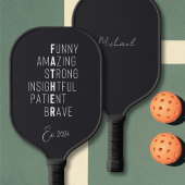 Cool Father Definition Aangepaste naam Zwart-wit Pickleball Paddle