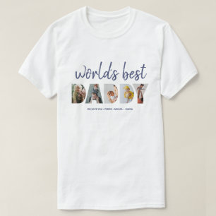 Cool Fathers Day Photo Collage Worlds Best Dad T-shirt