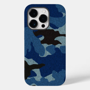 Cool Faux Cloth Blue Camo Pattern Achtergrond Case-Mate iPhone Case