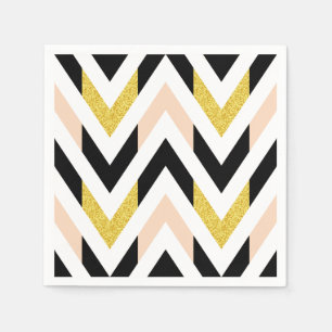 Cool Faux Glitter Gold, zwart, peach roze Chevron Servetten