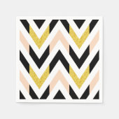 Cool Faux Glitter Goud, Zwart, Perzik Roze Chevron Servetten (Voorkant)