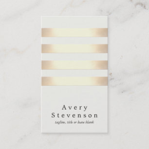 Cool Faux Gold Foil en White 4 Striped Modern Visitekaartje