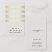Cool Faux Gold Foil en White 4 Striped Modern Visitekaartje (Voorkant / Achterkant)