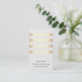 Cool Faux Gold Foil en White 4 Striped Modern Visitekaartje (Staand voorkant)