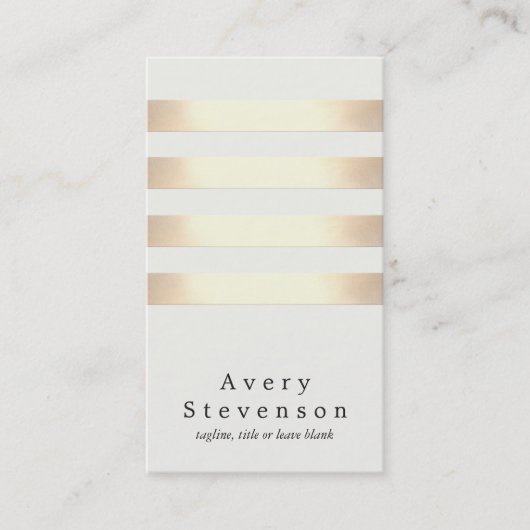 Cool Faux Gold Foil en White 4 Striped Modern Visitekaartje (Voorkant)