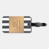 Cool Faux Goud Grijs Wit Strepen Bagagelabel (Achterkant horizontaal)