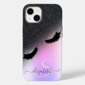 Cool Faux Lashes Black Glitter Ombre Case-Mate iPhone Case (Achterkant)