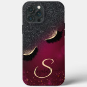 Cool Faux Lashes Black Glitter Red Case-Mate iPhone Case (Achterkant)