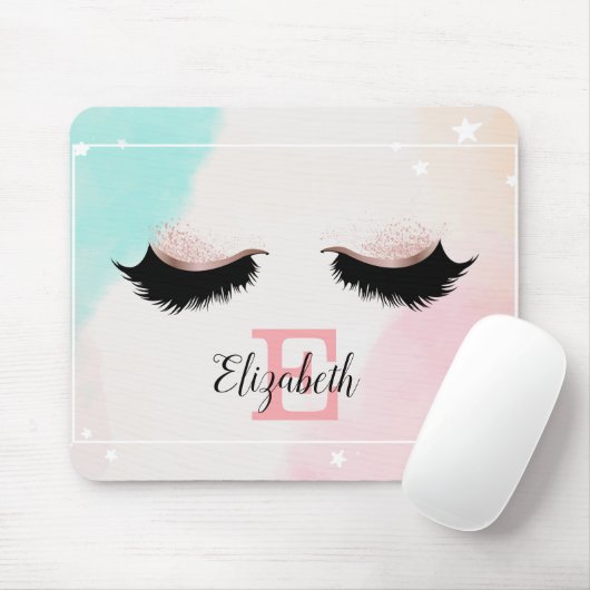 Cool Faux Lashes, monogram-Gepersonaliseerd Muismat (Met muis)