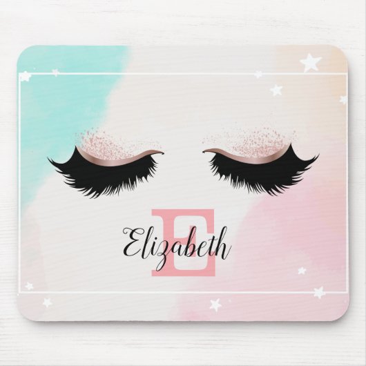 Cool Faux Lashes, monogram-Gepersonaliseerd Muismat (Voorkant)