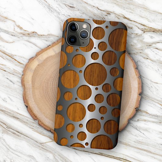 Cool Faux Metal Modern Trendy Wood Grain Patroon iPhone Hoesje