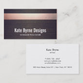 Cool Faux Roos Gold Foil Striped Moderne Wood Visitekaartje (Voorkant / Achterkant)