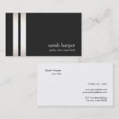Cool Faux Silver Foil en Black Striped Modern 2 Visitekaartje (Voorkant / Achterkant)