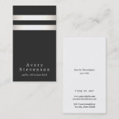 Cool Faux Silver Foil en Black Striped Modern Visitekaartje (Voorkant / Achterkant)