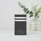 Cool Faux Silver Foil en Black Striped Modern Visitekaartje (Staand voorkant)