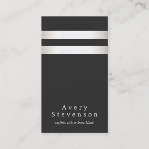 Cool Faux Silver Foil en Black Striped Modern Visitekaartje