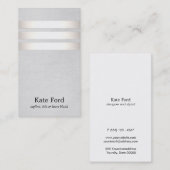 Cool Faux Silver Foil en Grey Striped Modern Visitekaartje (Voorkant / Achterkant)