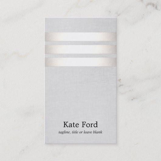 Cool Faux Silver Foil en Grey Striped Modern Visitekaartje (Voorkant)