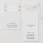 Cool Faux Silver Foil en White Striped Modern 2 Visitekaartje (Voorkant / Achterkant)