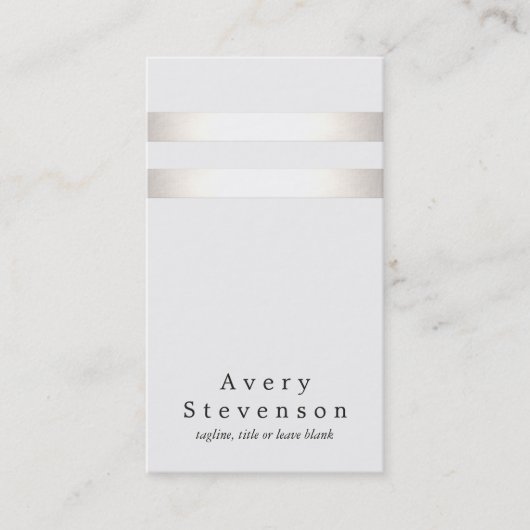 Cool Faux Silver Foil en White Striped Modern 2 Visitekaartje (Voorkant)