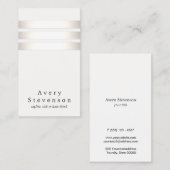 Cool Faux Silver Foil en White Striped Modern Visitekaartje (Voorkant / Achterkant)